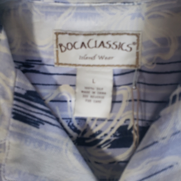 Boca Classics Island Wear Men Shirt LG Button Short Sleeve Floral Hawaiian Silk - Picture 4 of 6